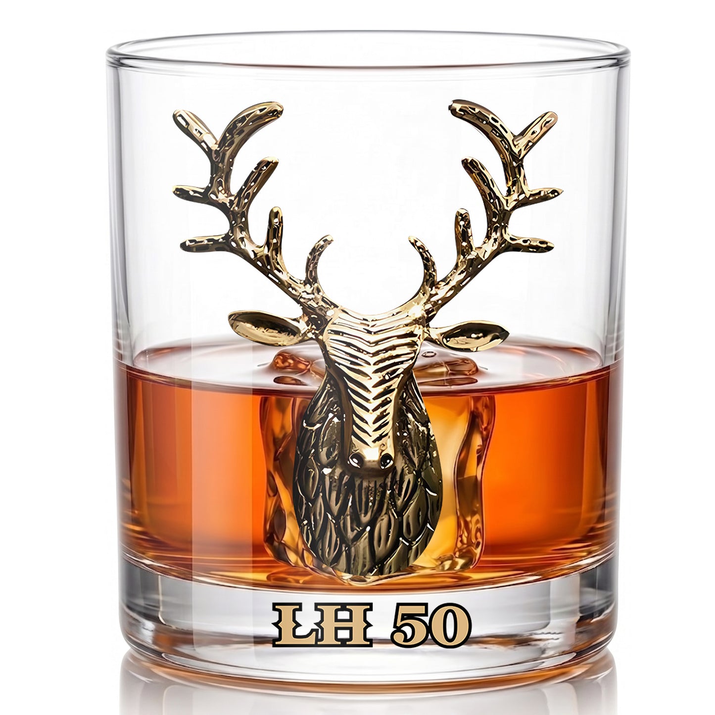 Personalized Deer Whiskey Glass - Custom Stag Antlers Rock Gift