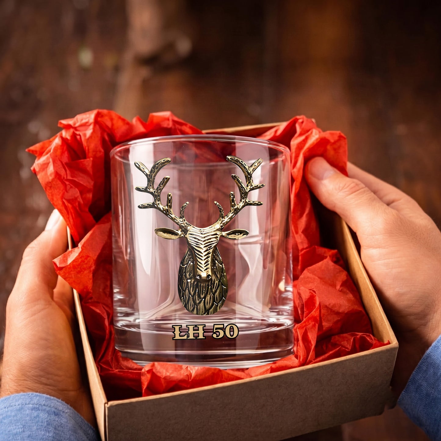 Personalized Deer Whiskey Glass - Custom Stag Antlers Rock Gift