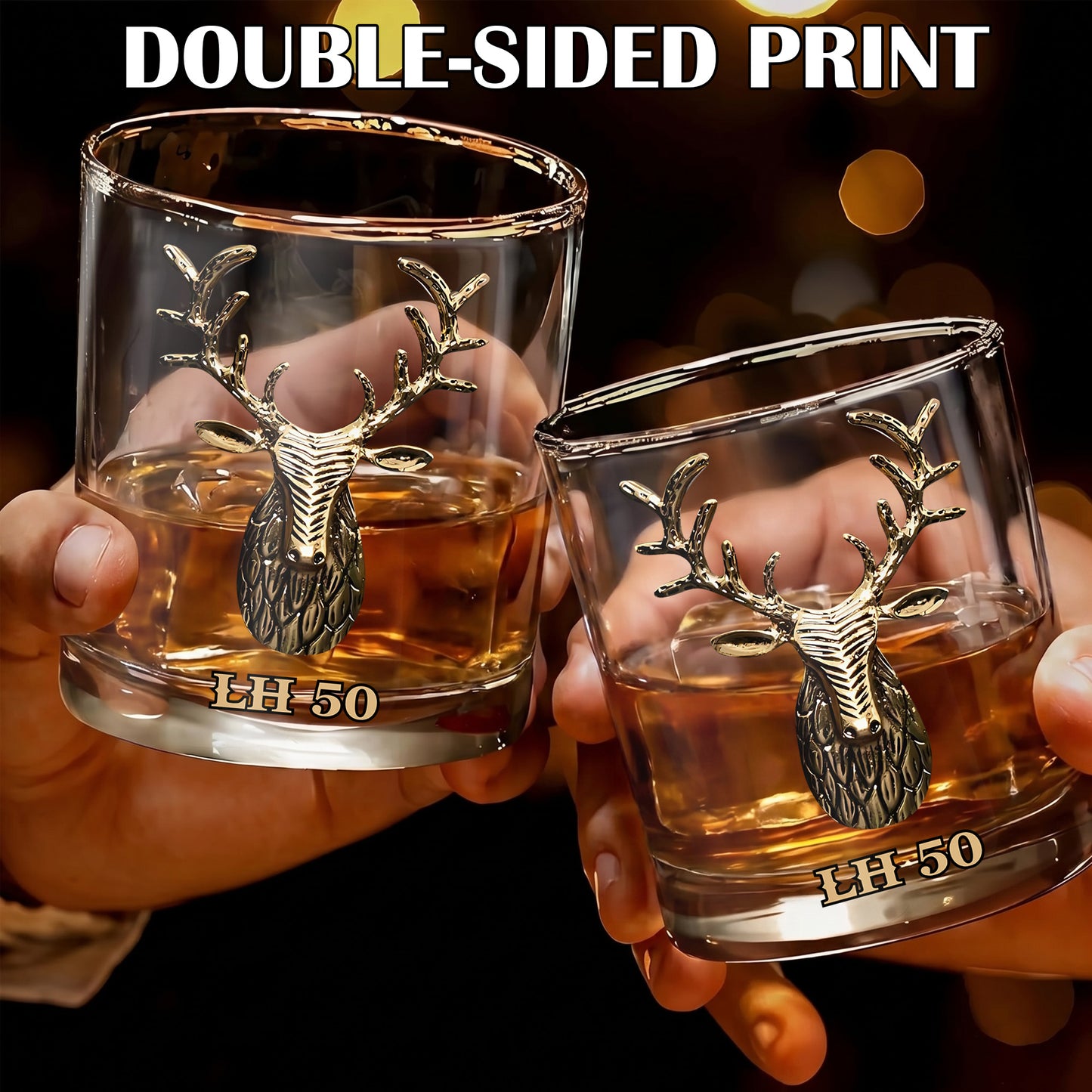 Personalized Deer Whiskey Glass - Custom Stag Antlers Rock Gift