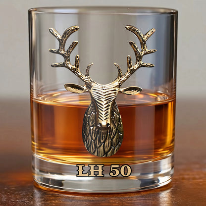 Personalized Deer Whiskey Glass - Custom Stag Antlers Rock Gift