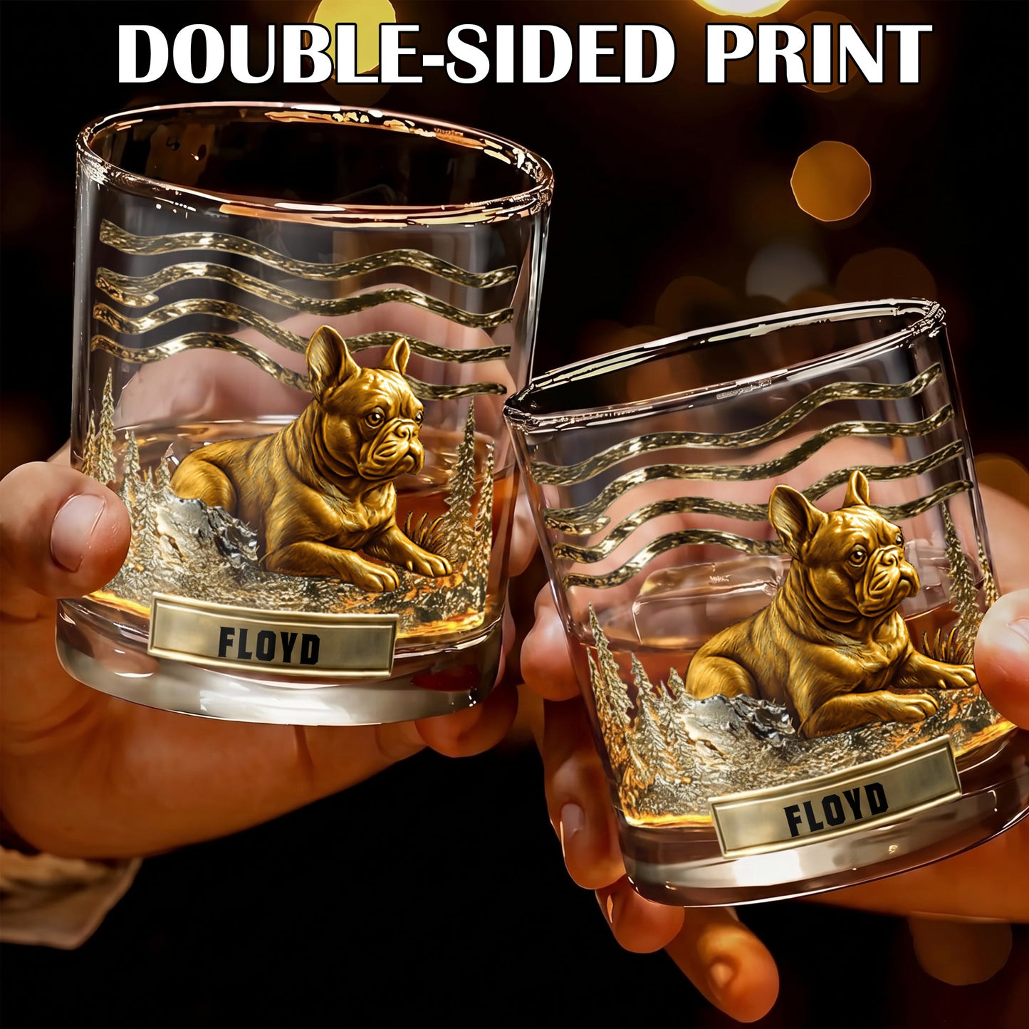 Personalized French Bulldog Whiskey Glass - Custom Dog Lover Gift