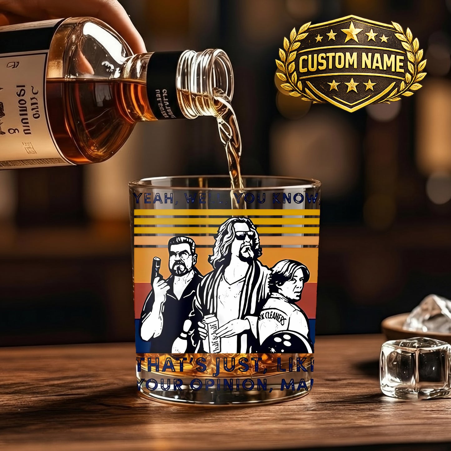 Personalized Big Lebowski Whiskey Glass - The Dude Movie Gift