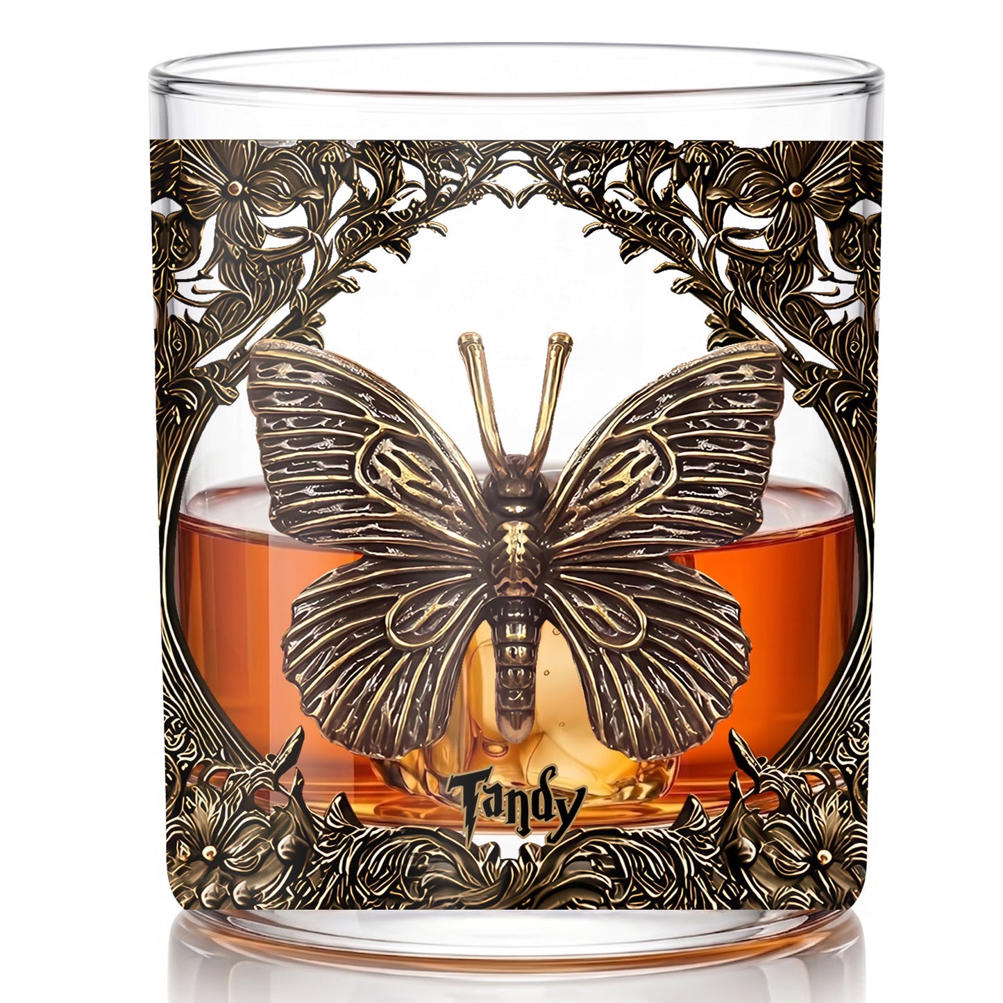 Personalized Butterfly Whiskey Glass - Custom Elegant Barware Gift